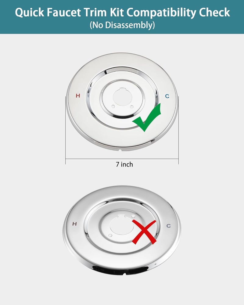 Ultrimkit Shower Faucet Trim Kit Compatible with Moen Fit Chateau Valve Only, Pull-on Push-off Design Knob Handle, Chrome - Image 3